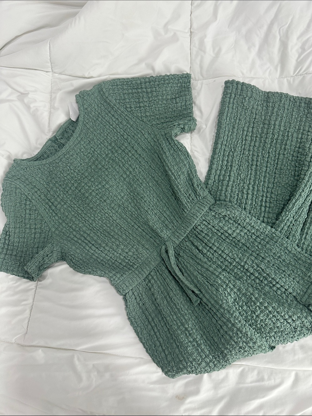 Zara Kids Textured Knit One-Piece in Sage Green